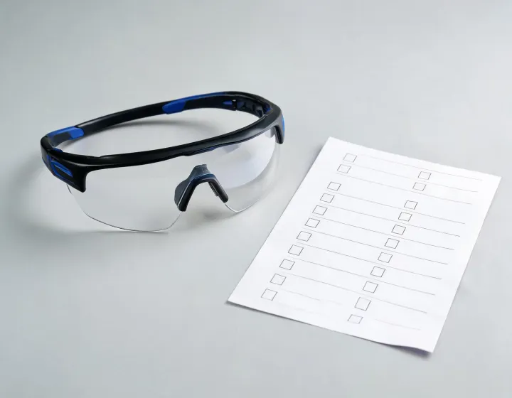 Sports protective eyewear fit and marking check sheet